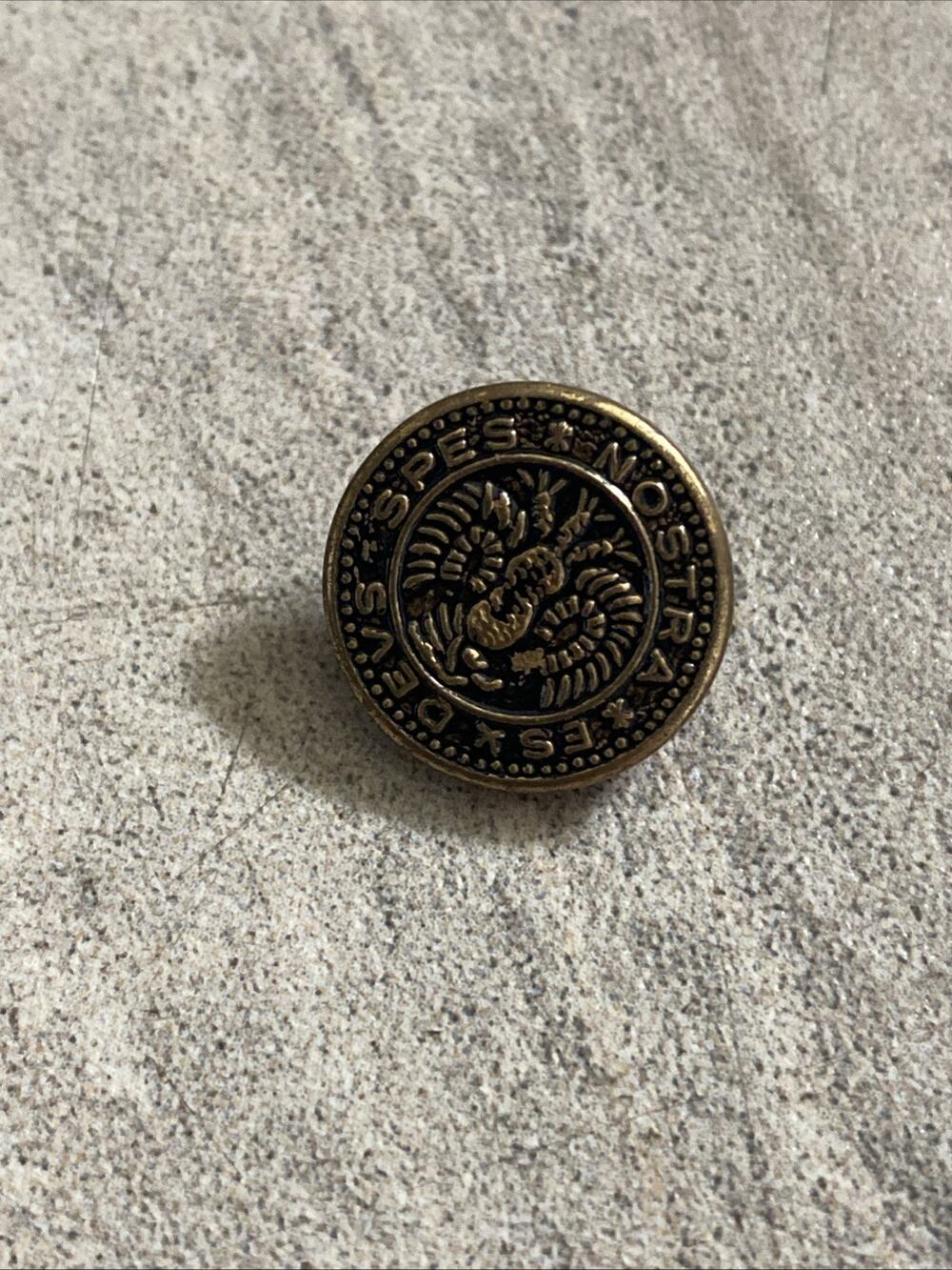 Hessian Soldier Button ESX DEVS SPES Nostra Teutonic Eagle Military Vintage
